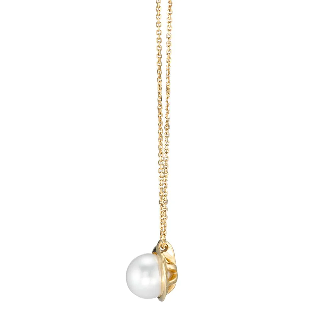 Collana Oro giallo 750/18 carati Perla coltivata d'acqua dolce bianco, 5.5 mm 42 cm - Image 2