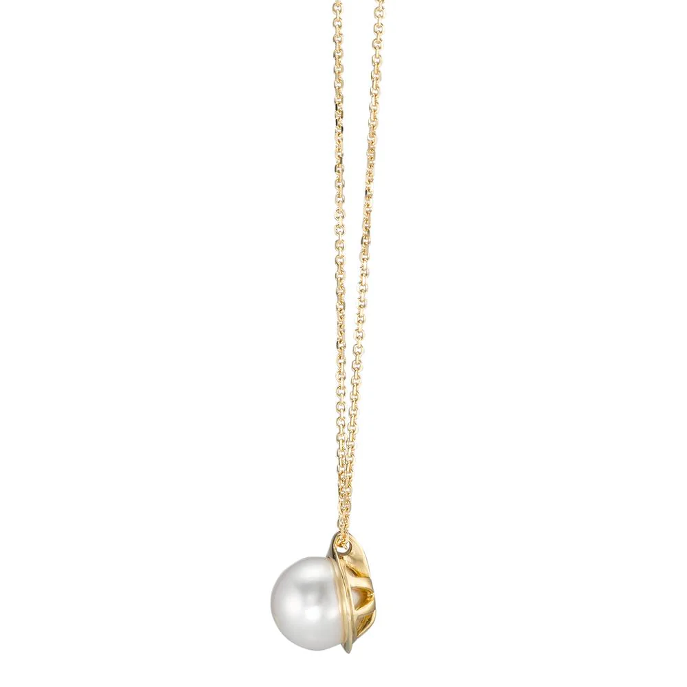 Collana Oro giallo 750/18 carati Perla coltivata d'acqua dolce bianco, 6.5 mm 42 cm - Image 2