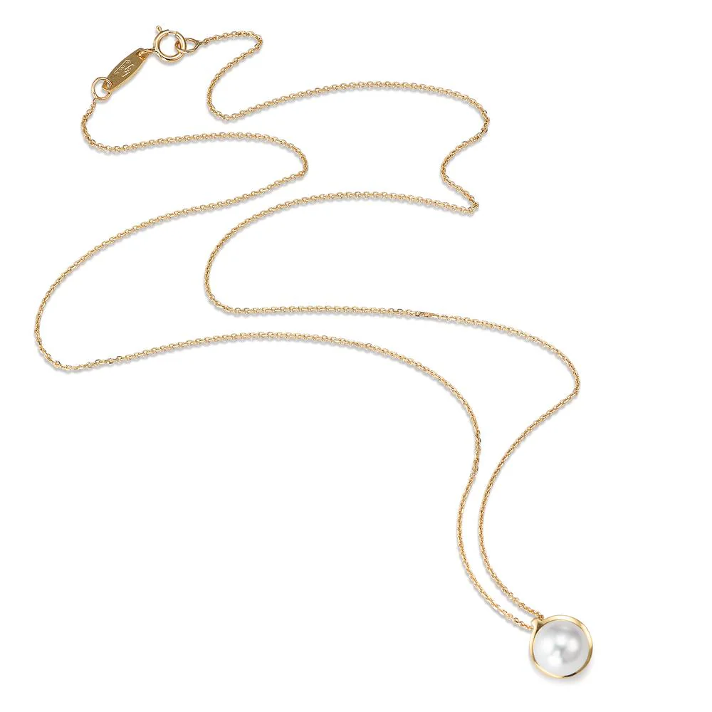 Collana Oro giallo 750/18 carati Perla coltivata d'acqua dolce bianco, 6.5 mm 42 cm - Image 3