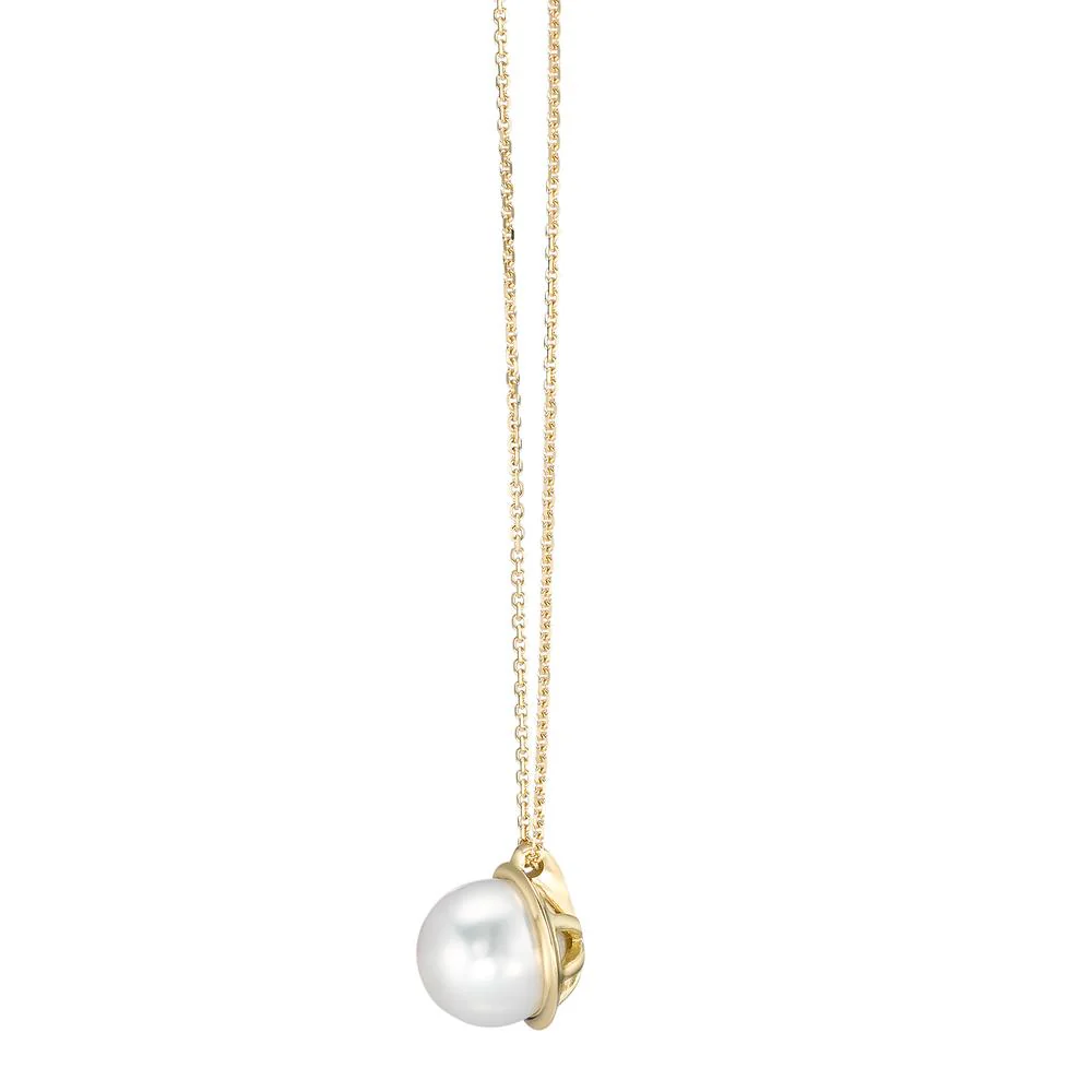 Collana Oro giallo 750/18 carati Perla coltivata d'acqua dolce bianco, 7.5 mm 42 cm - Image 2