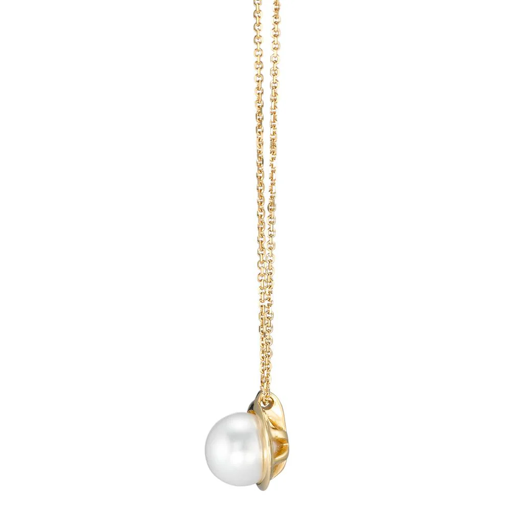 Collana Oro giallo 750/18 carati Perla coltivata d'acqua dolce bianco, 7.5 mm 42 cm - Image 3