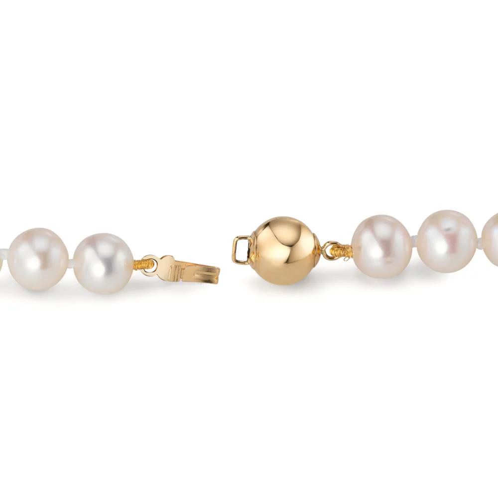 Collana Oro giallo 750/18 carati Perla coltivata d'acqua dolce bianco 7-8 mm 45 cm - Image 2