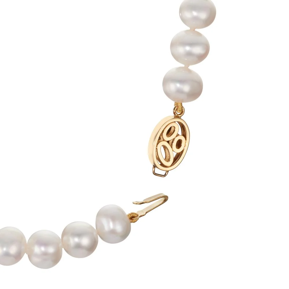 Collana Oro giallo 750/18 carati Perla coltivata d'acqua dolce bianco 8-8.5 mm 45 cm - Image 3