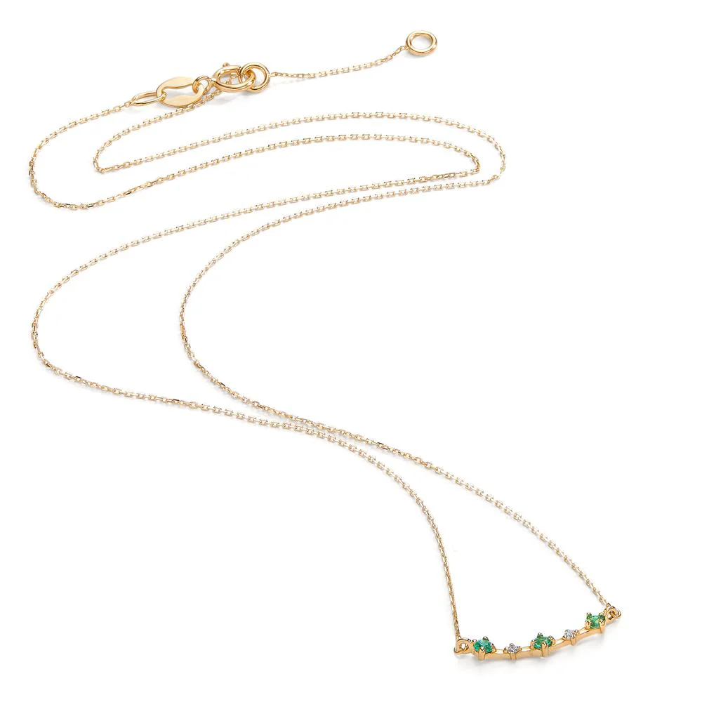 Collana Oro giallo 750/18 carati Smeraldo 0.105 ct, 3 pietra, Diamante 0.016 ct, 2 pietra, [Brillant], w-si 43 cm - Image 2