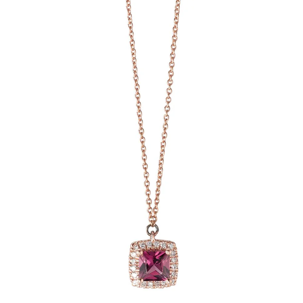 Collana Oro rosso 585/14 kt Rodolite, Diamante 0.05 ct, 20 pietra, [Brillant], w-si 42 cm