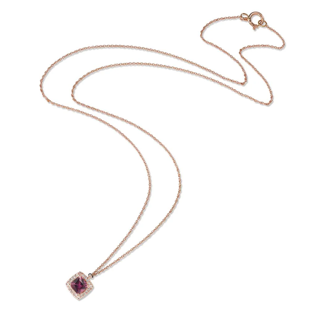 Collana Oro rosso 585/14 kt Rodolite, Diamante 0.05 ct, 20 pietra, [Brillant], w-si 42 cm - Image 3