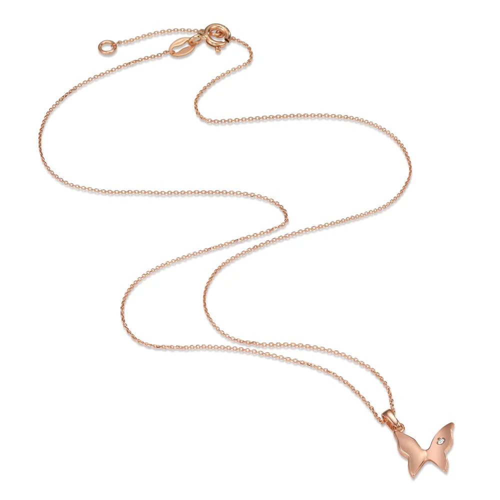Collana Oro rosso 750/18 carati Diamante 0.01 ct, w-si Farfalla 40-42 cm Ø10 mm - Image 2