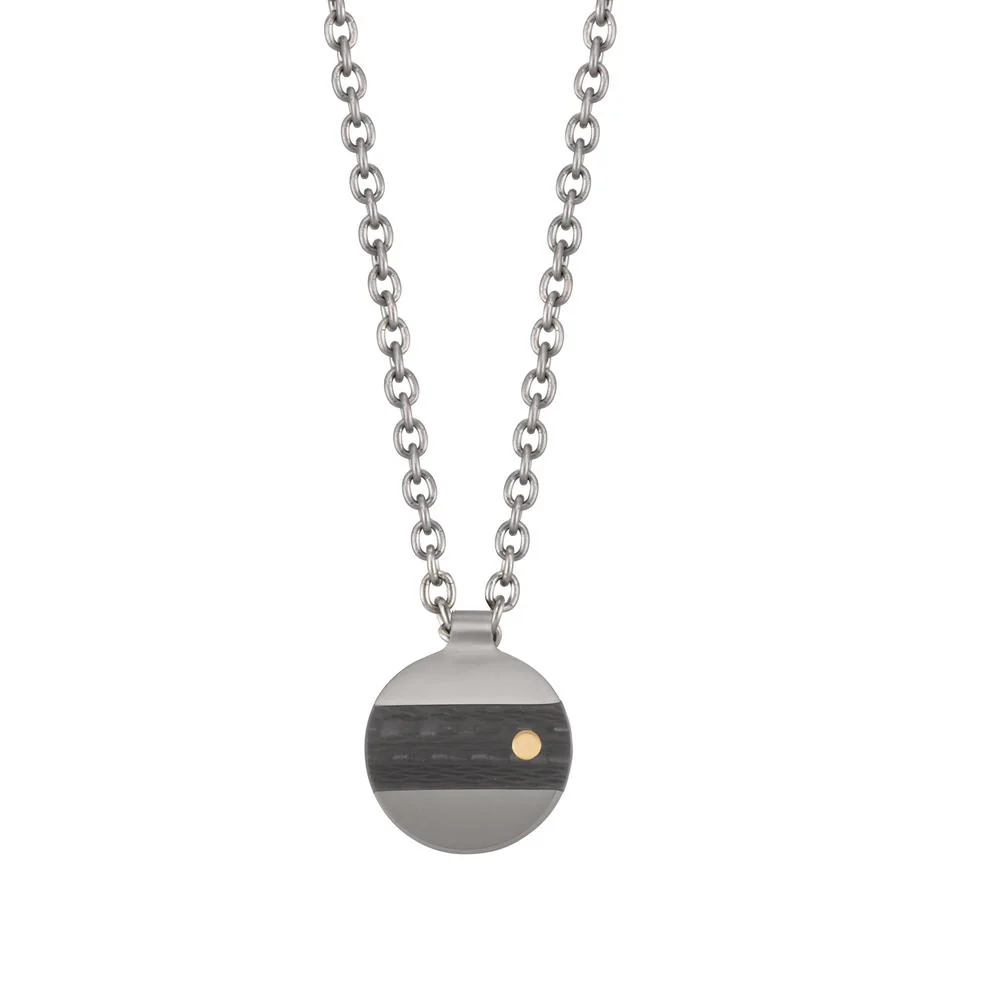 Collana Titanio, Carbonio, Oro giallo 750/18 carati 50 cm
