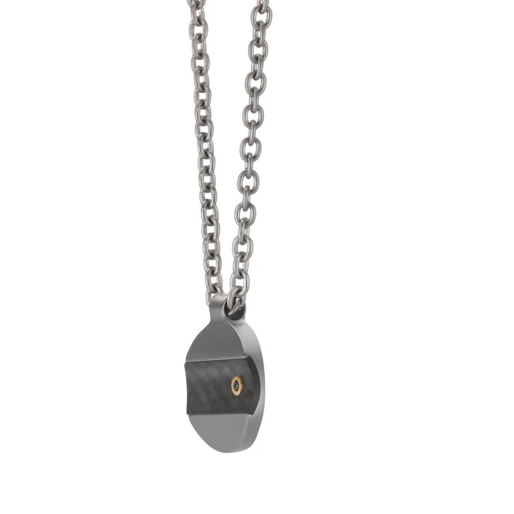 Collana Titanio, Carbonio, Oro giallo 750/18 carati Diamante nero, 0.02 ct 50 cm - Image 2