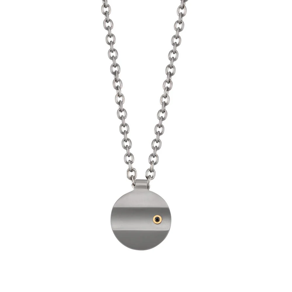 Collana Titanio, Oro giallo 750/18 carati Diamante nero, 0.02 ct 55 cm
