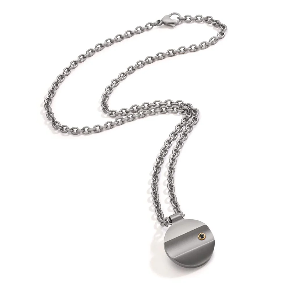 Collana Titanio, Oro giallo 750/18 carati Diamante nero, 0.02 ct 55 cm - Image 3