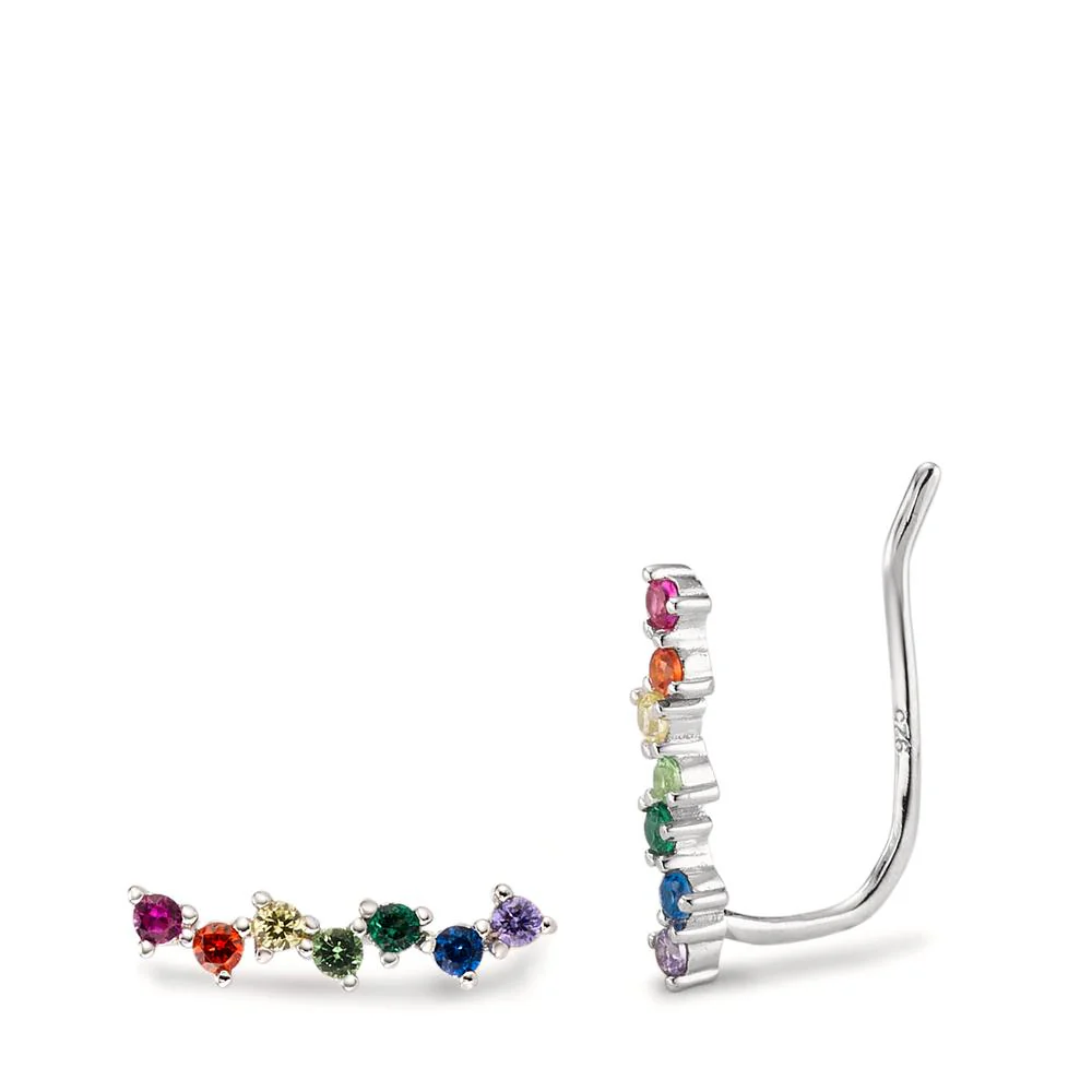 Cursore per le orecchie Argento Zirconia color arcobaleno rodiato