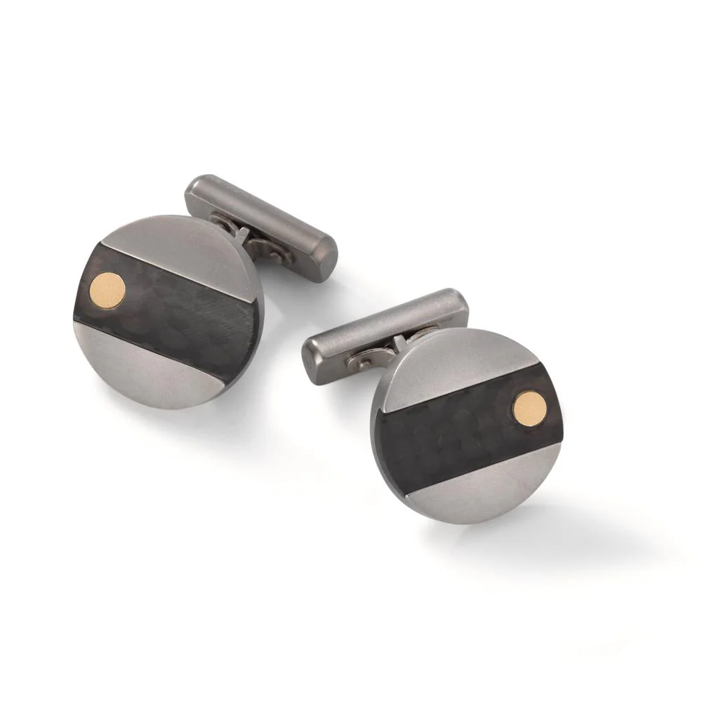 Gemelli Titanio, Carbonio, Oro giallo 750/18 carati Ø17 mm - Image 2