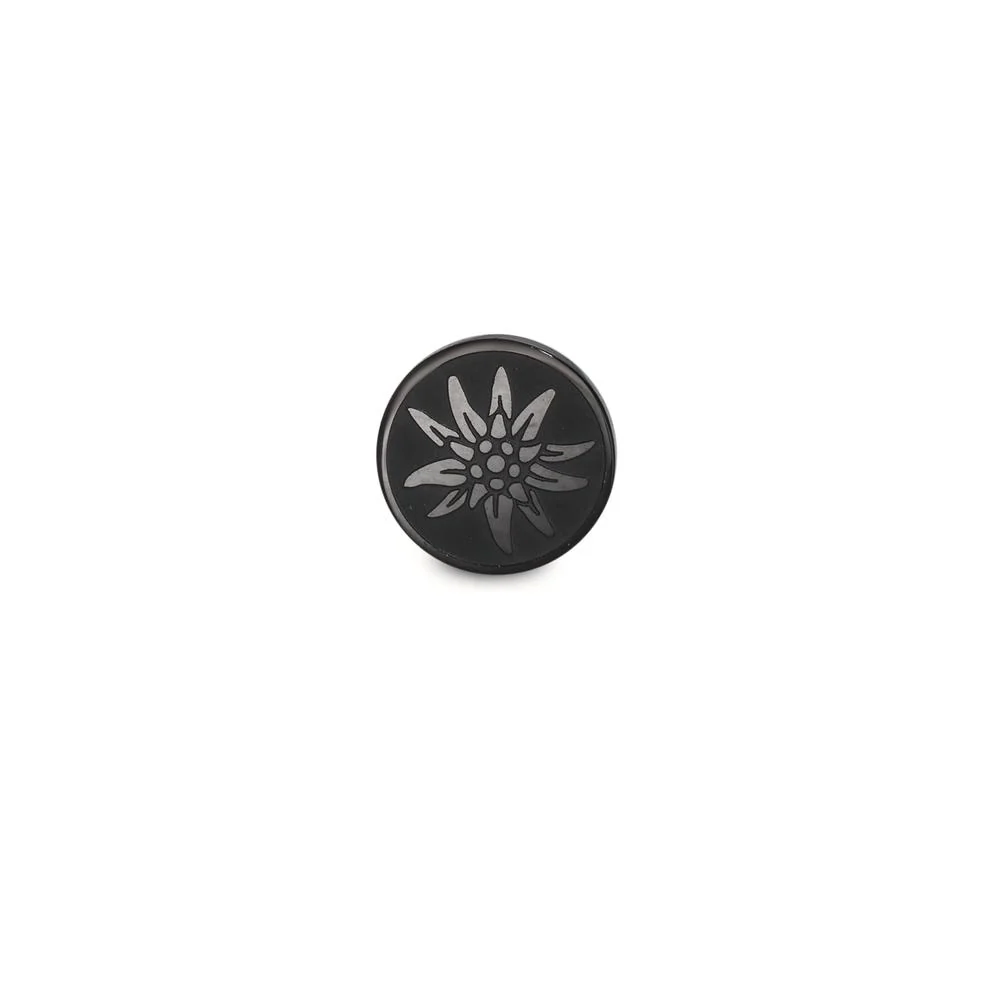Orecchini a bottone 1 pz Acciaio inossidabile nero rivestimento IP Stella alpina Ø8 mm - Image 2