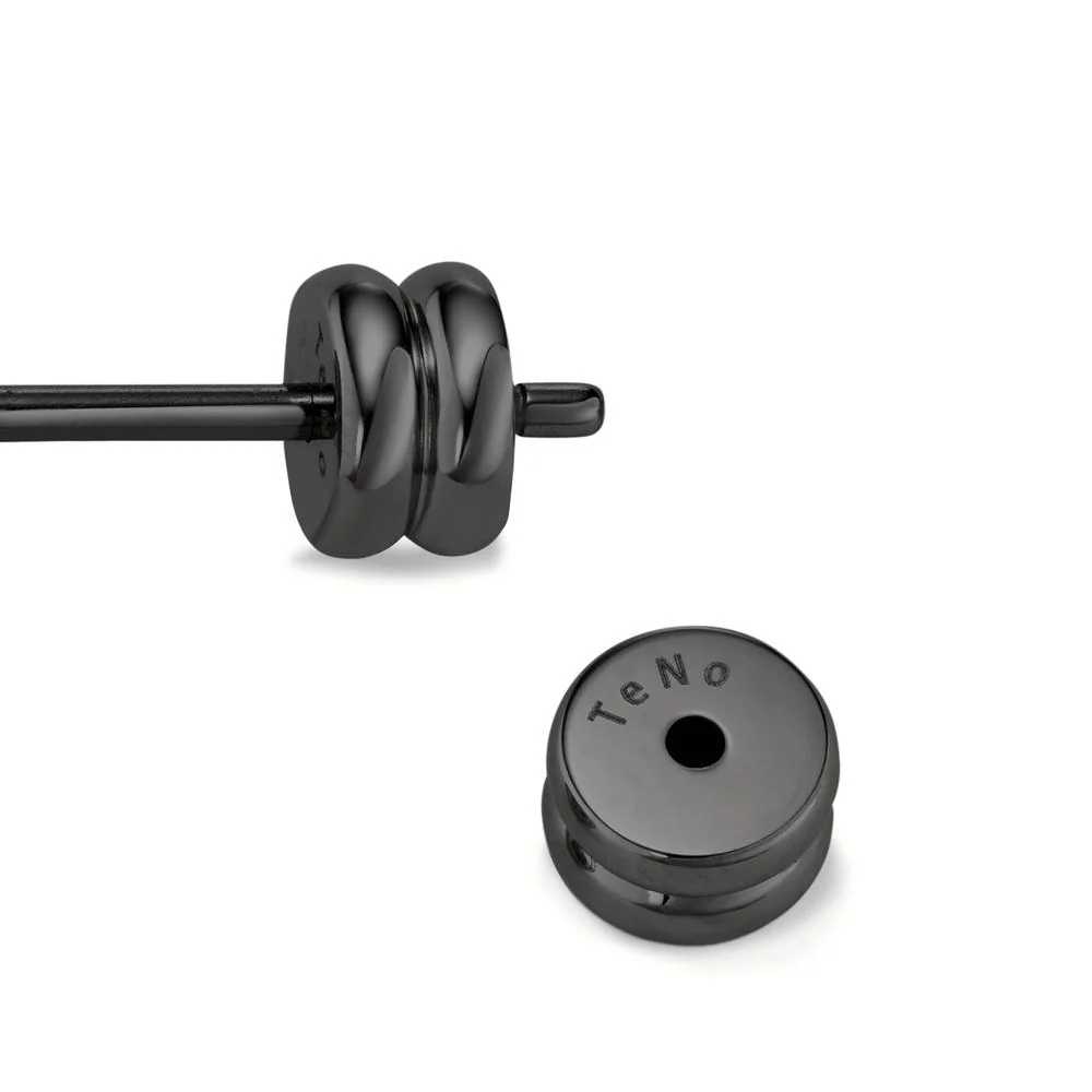 Orecchini a bottone 1 pz Acciaio inossidabile nero rivestimento IP Stella alpina Ø8 mm - Image 5