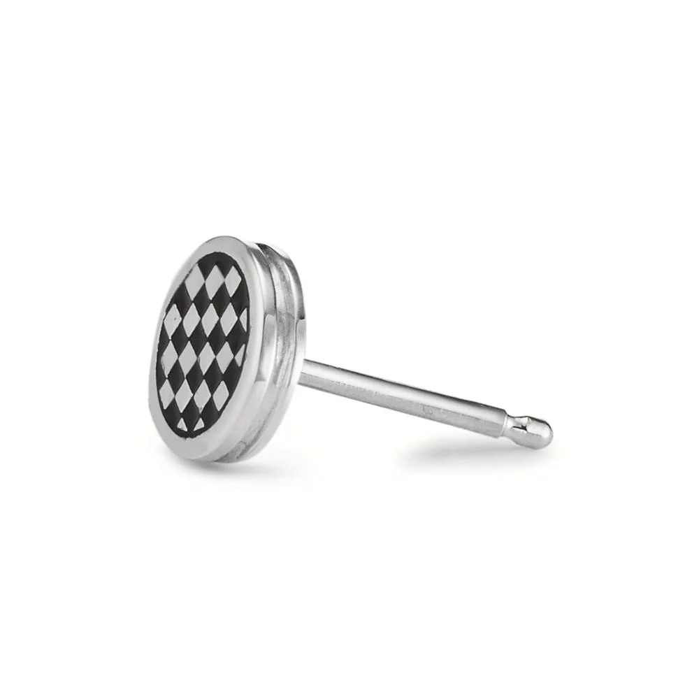 Orecchini a bottone 1 pz Argento smaltato Ø7 mm - Image 2