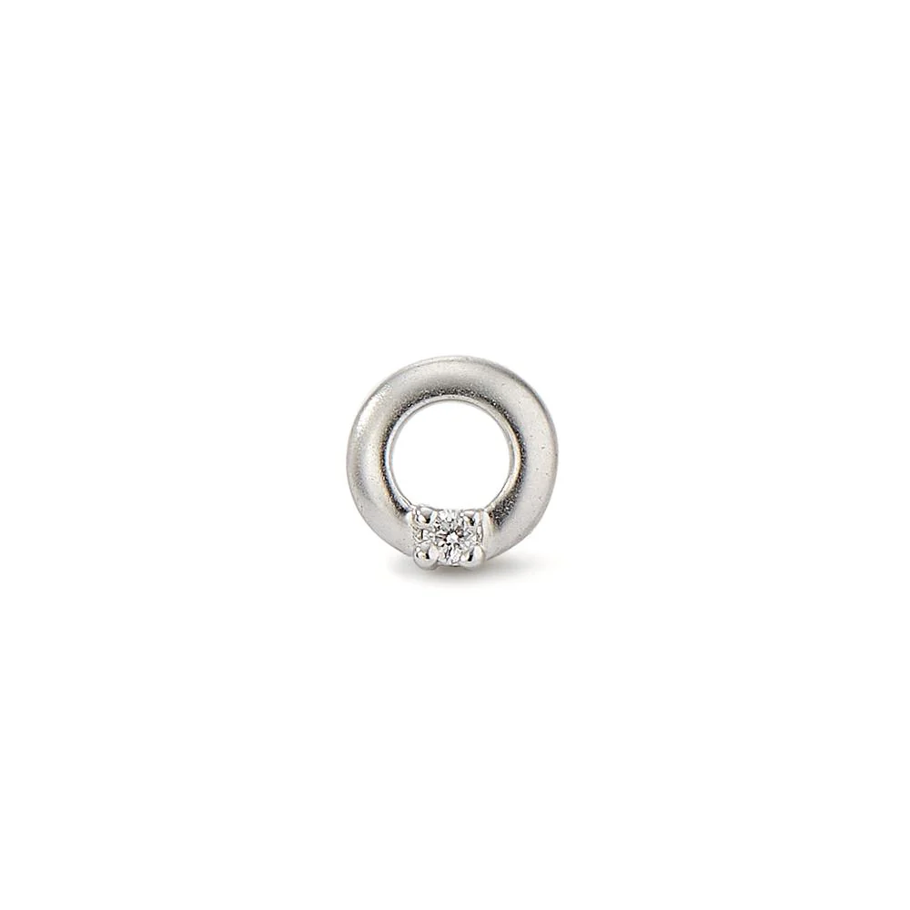 Orecchini a bottone 1 pz Oro bianco 750/18 carati Diamante 0.013 ct, w-si Ø5.5 mm - Image 2