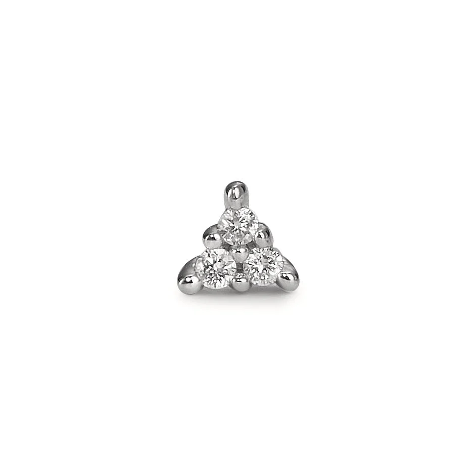 Orecchini a bottone 1 pz Oro bianco 750/18 carati Diamante 0.025 ct, 3 pietra, w-pi1 Ø3.5 mm - Image 2