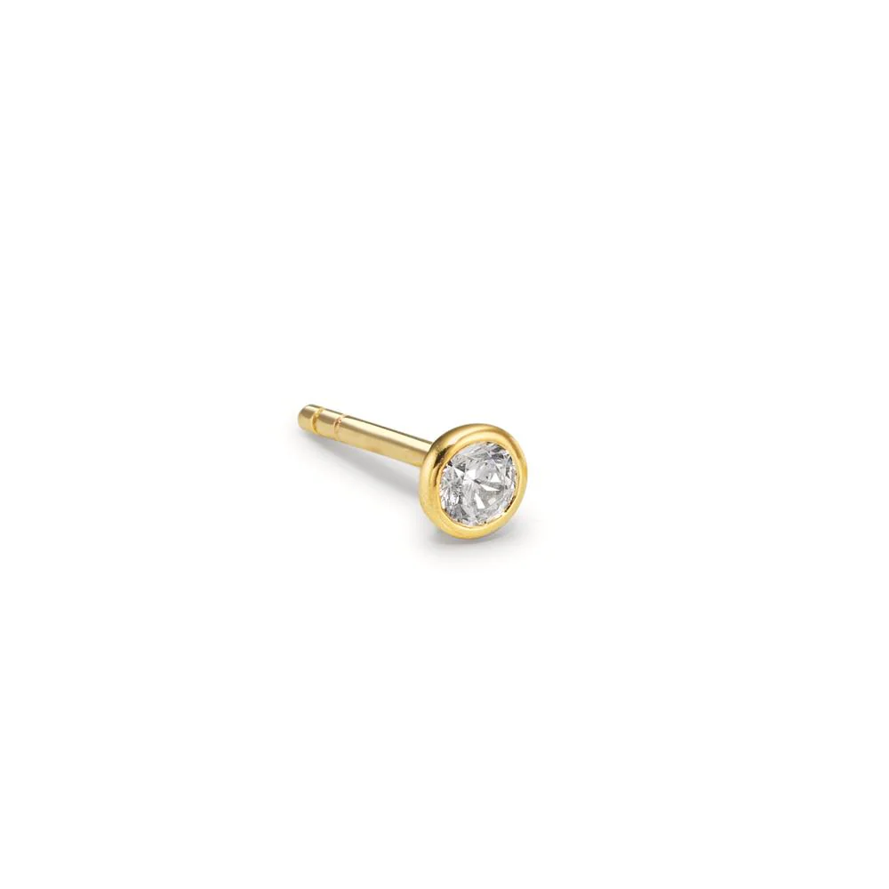 Orecchini a bottone 1 pz Oro giallo 375/9K Zirconia Ø3.5 mm
