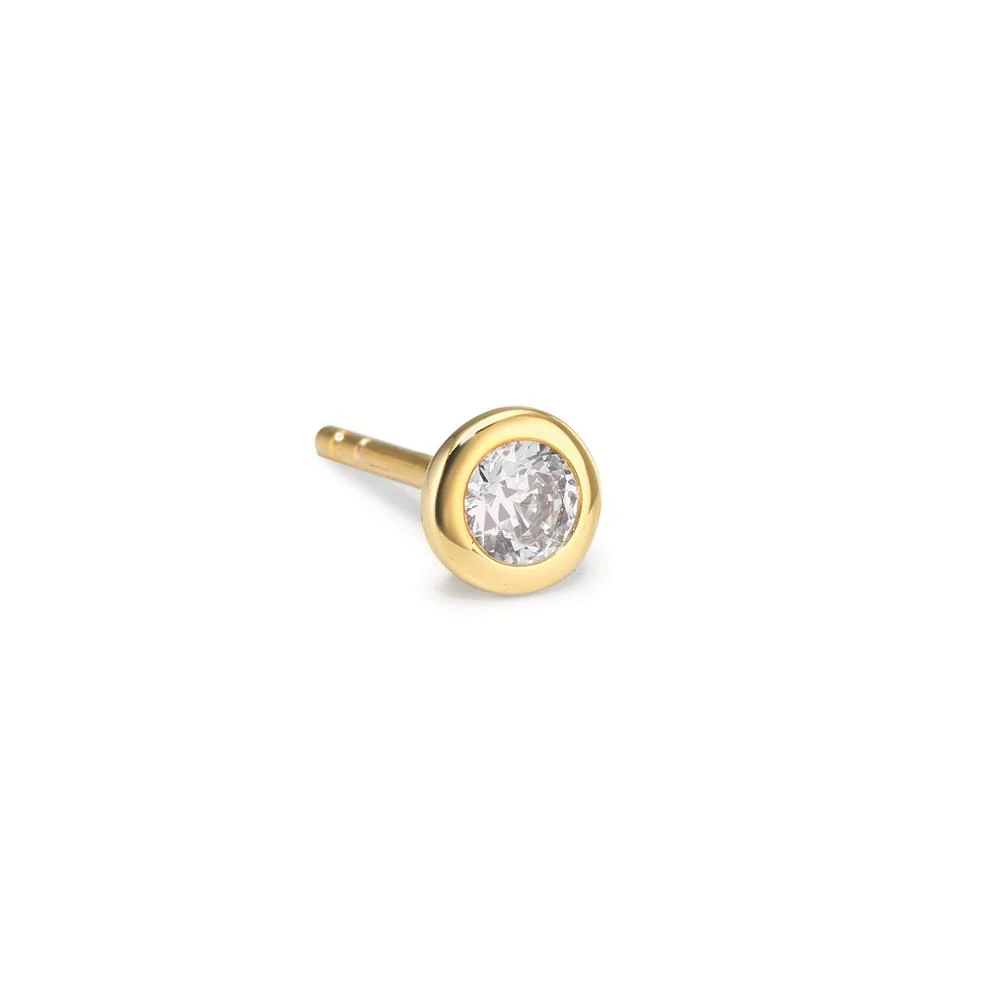 Orecchini a bottone 1 pz Oro giallo 375/9K Zirconia Ø5 mm