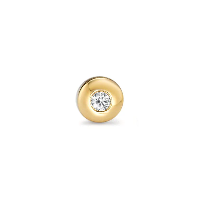 Orecchini a bottone 1 pz Oro giallo 750/18 carati Diamante 0.03 ct, w-si Ø4.5 mm - Image 2
