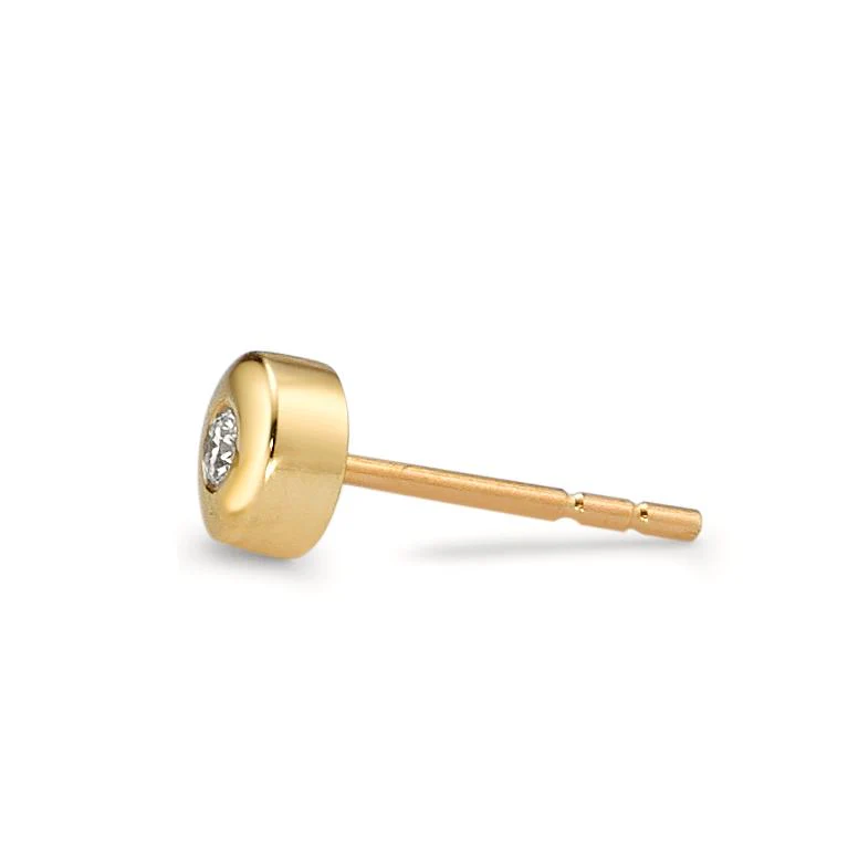 Orecchini a bottone 1 pz Oro giallo 750/18 carati Diamante 0.03 ct, w-si Ø4.5 mm - Image 3