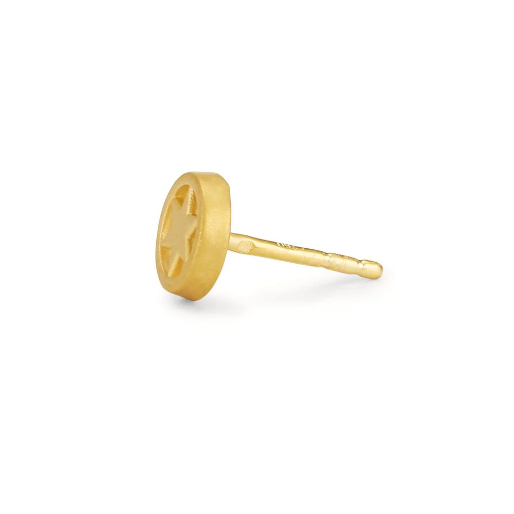 Orecchini a bottone 1 pz Oro giallo 750/18 carati Stella Ø6 mm - Image 3