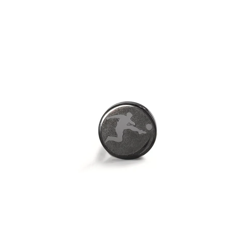 Orecchini a bottone Acciaio inossidabile nero rivestimento IP Calcio Ø8 mm - Image 2