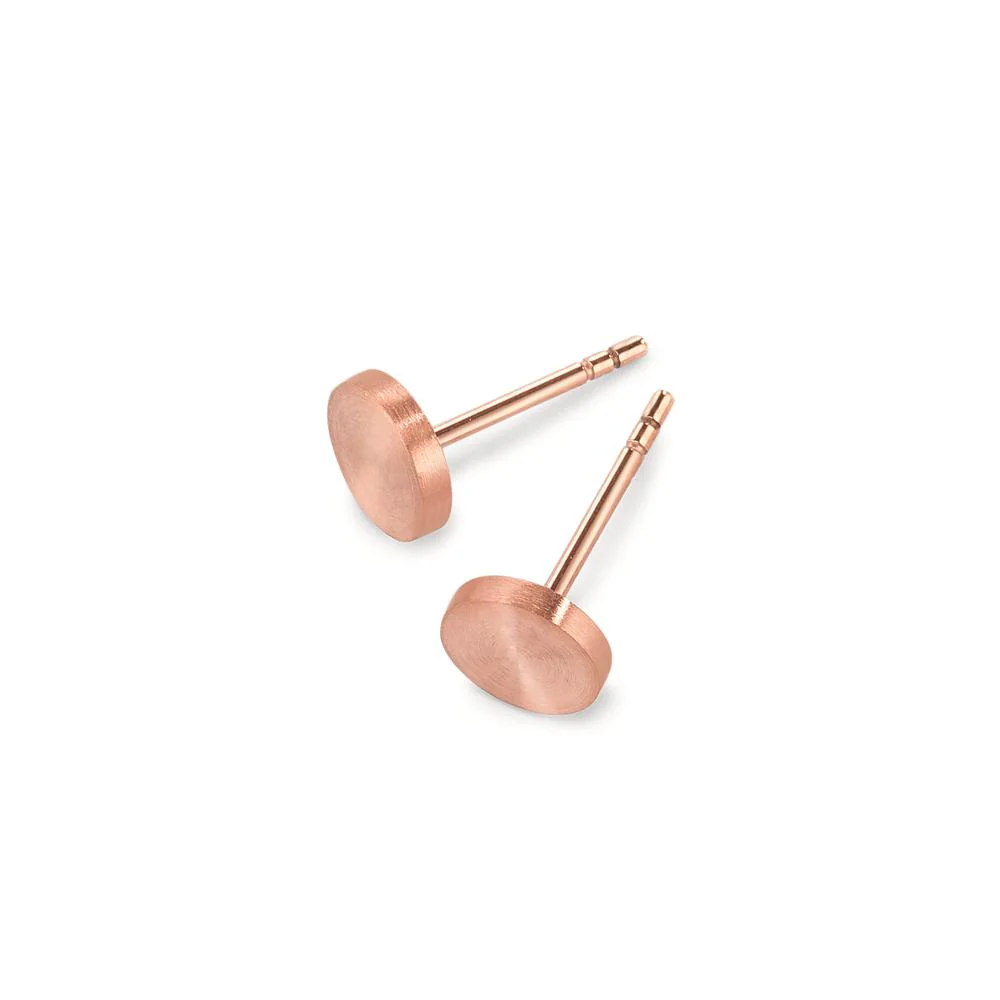 Orecchini a bottone Acciaio inossidabile rosa rivestimento IP Ø7 mm - Image 2