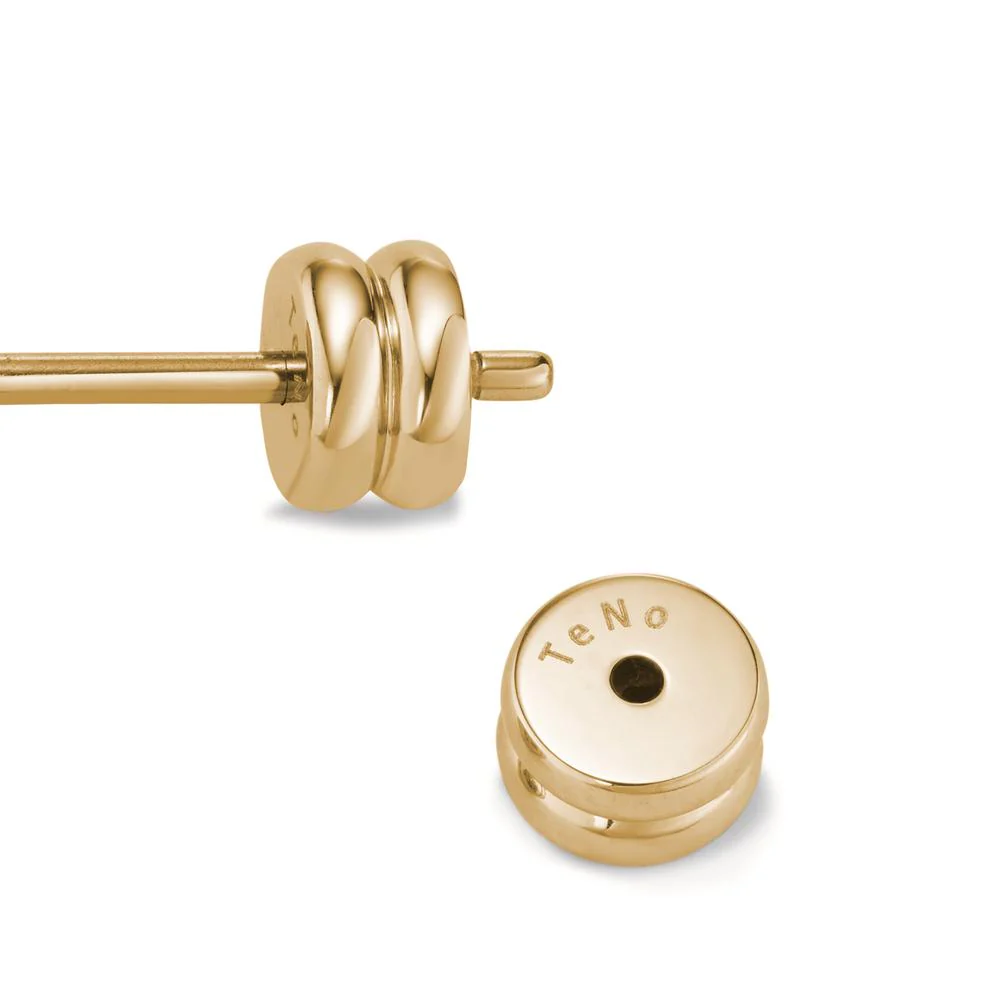 Orecchini a bottone Acciaio inossidabile Zirconia bianco, 2 pietra giallo rivestimento IP Ø5 mm - Image 2