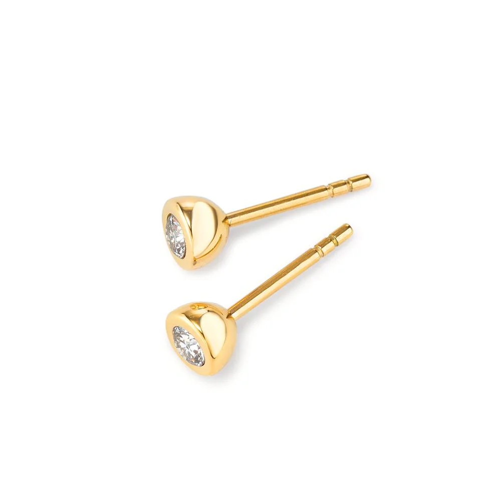 Orecchini a bottone Acciaio inossidabile Zirconia bianco, 2 pietra giallo rivestimento IP Ø5 mm - Image 3