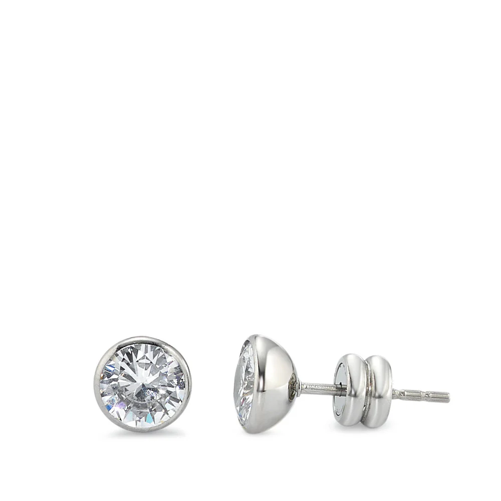 Orecchini a bottone Acciaio inossidabile Zirconia Ø6.5 mm