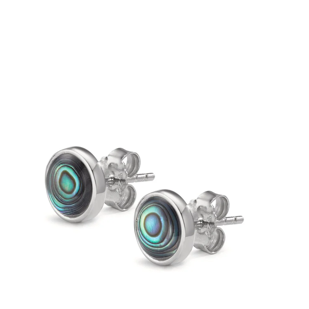 Orecchini a bottone Argento Abalone 2 pietra rodiato Ø8 mm - Image 3