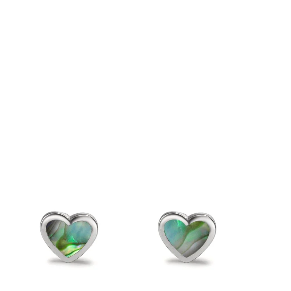 Orecchini a bottone Argento Abalone Cuore - Image 2