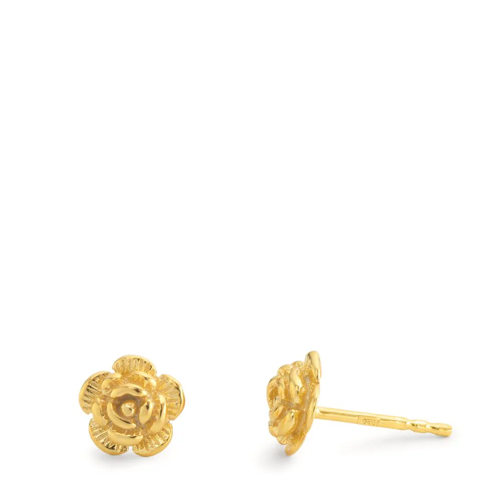 Orecchini a bottone Argento giallo dorato Rosa Ø7 mm