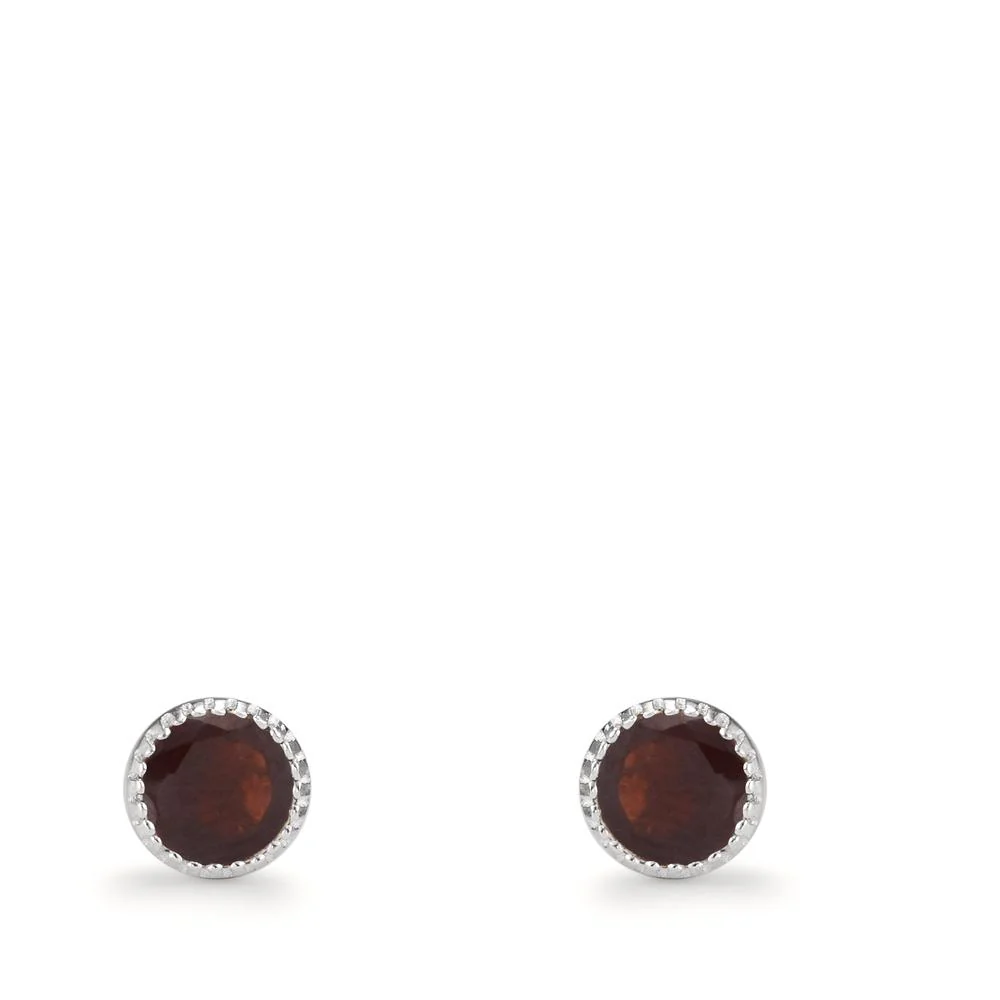 Orecchini a bottone Argento Granato 2 pietra Ø4.5 mm - Image 2