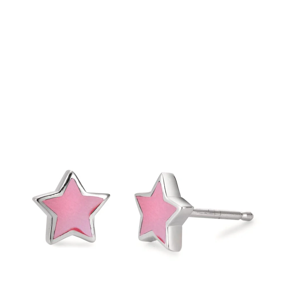 Orecchini a bottone Argento Madreperla rosa Stella Ø8 mm