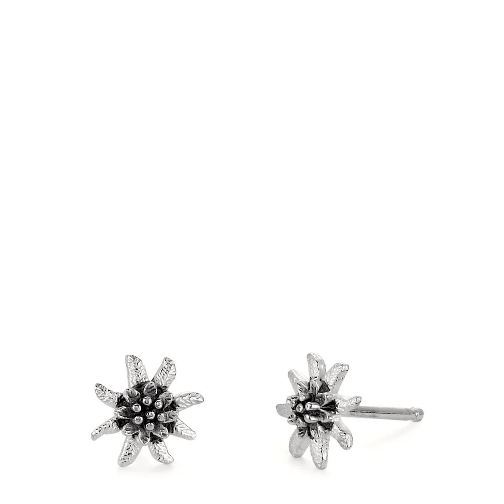 Orecchini a bottone Argento patinato Stella alpina Ø8 mm