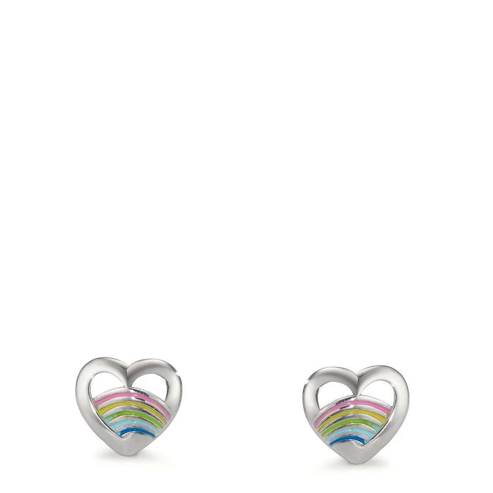 Orecchini a bottone Argento rodiato Cuore Ø7.5 mm - Image 3