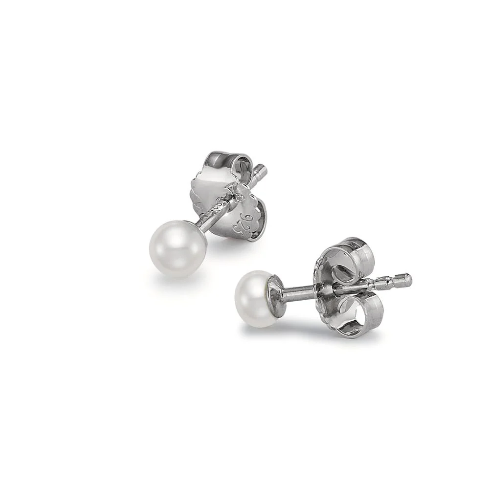 Orecchini a bottone Argento rodiato Perla coltivata d'acqua dolce bianco, 2 Perla 3-4 mm - Image 2