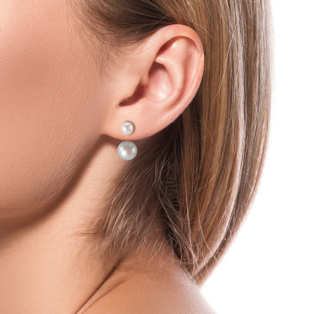 Orecchini a bottone Argento rodiato Perla coltivata d'acqua dolce bianco, 4 Perla 7.5-10 mm - Image 3