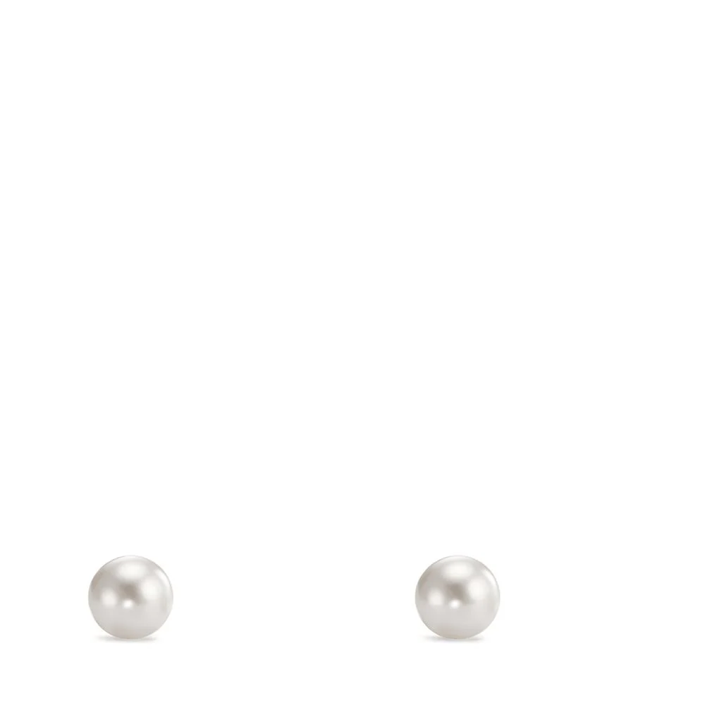 Orecchini a bottone Argento rodiato [shining Pearls] bianco, 2 Perla, 4 mm - Image 2