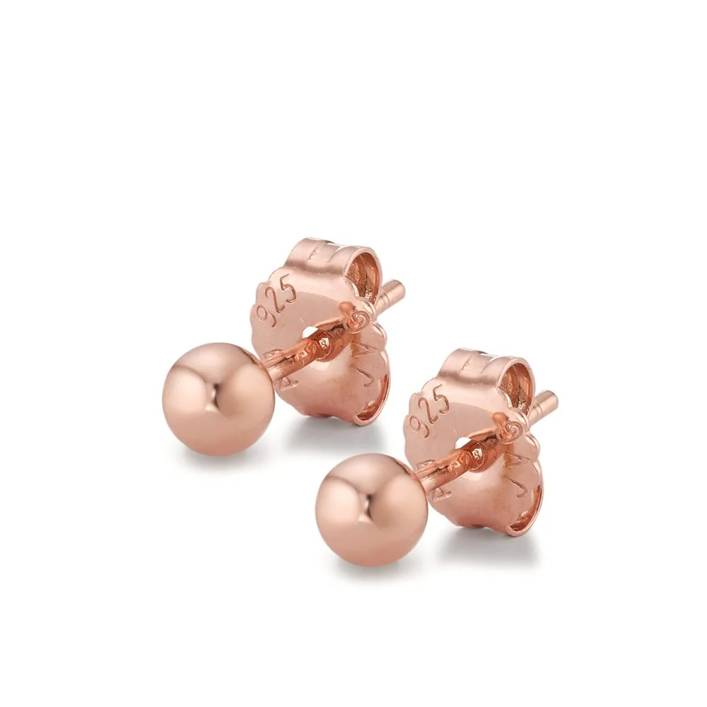Orecchini a bottone Argento rosa dorato Ø4 mm - Image 3