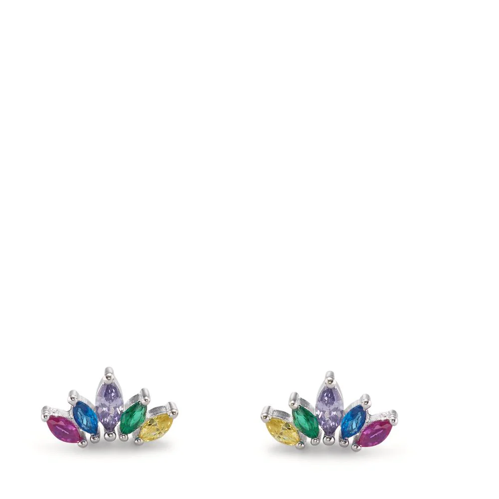 Orecchini a bottone Argento Zirconia 10 pietra rodiato - Image 2