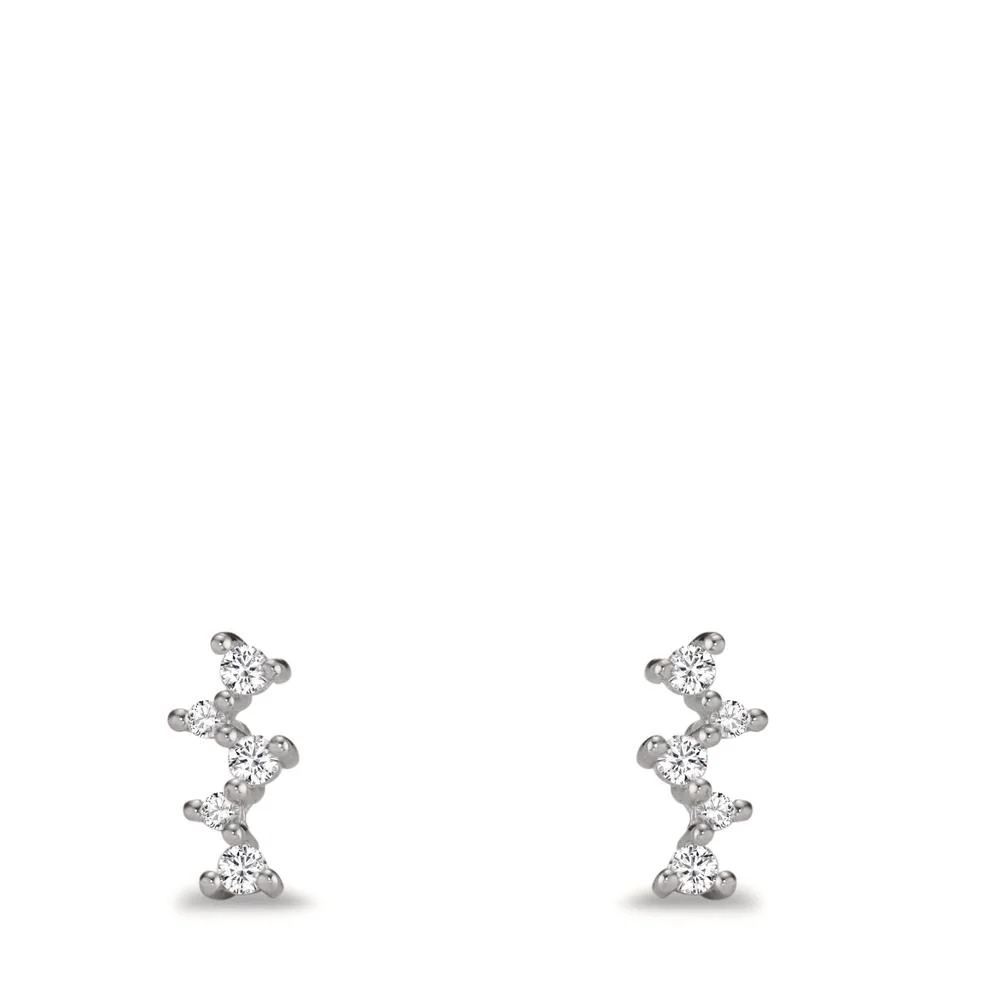 Orecchini a bottone Argento Zirconia 10 pietra rodiato - Image 2