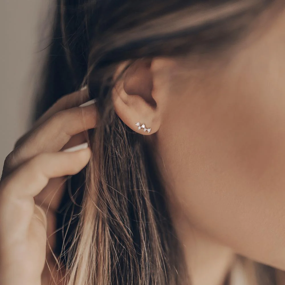 Orecchini a bottone Argento Zirconia 10 pietra rodiato - Image 3