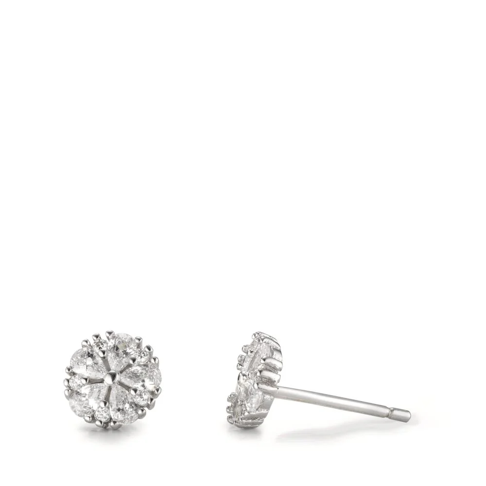 Orecchini a bottone Argento Zirconia 10 pietra rodiato Ø7 mm