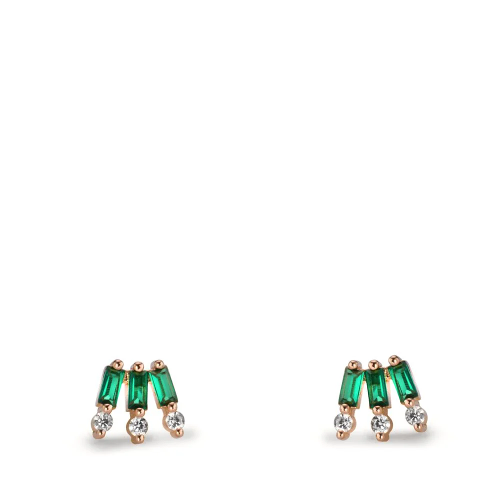 Orecchini a bottone Argento Zirconia 12 pietra rosa dorato - Image 2