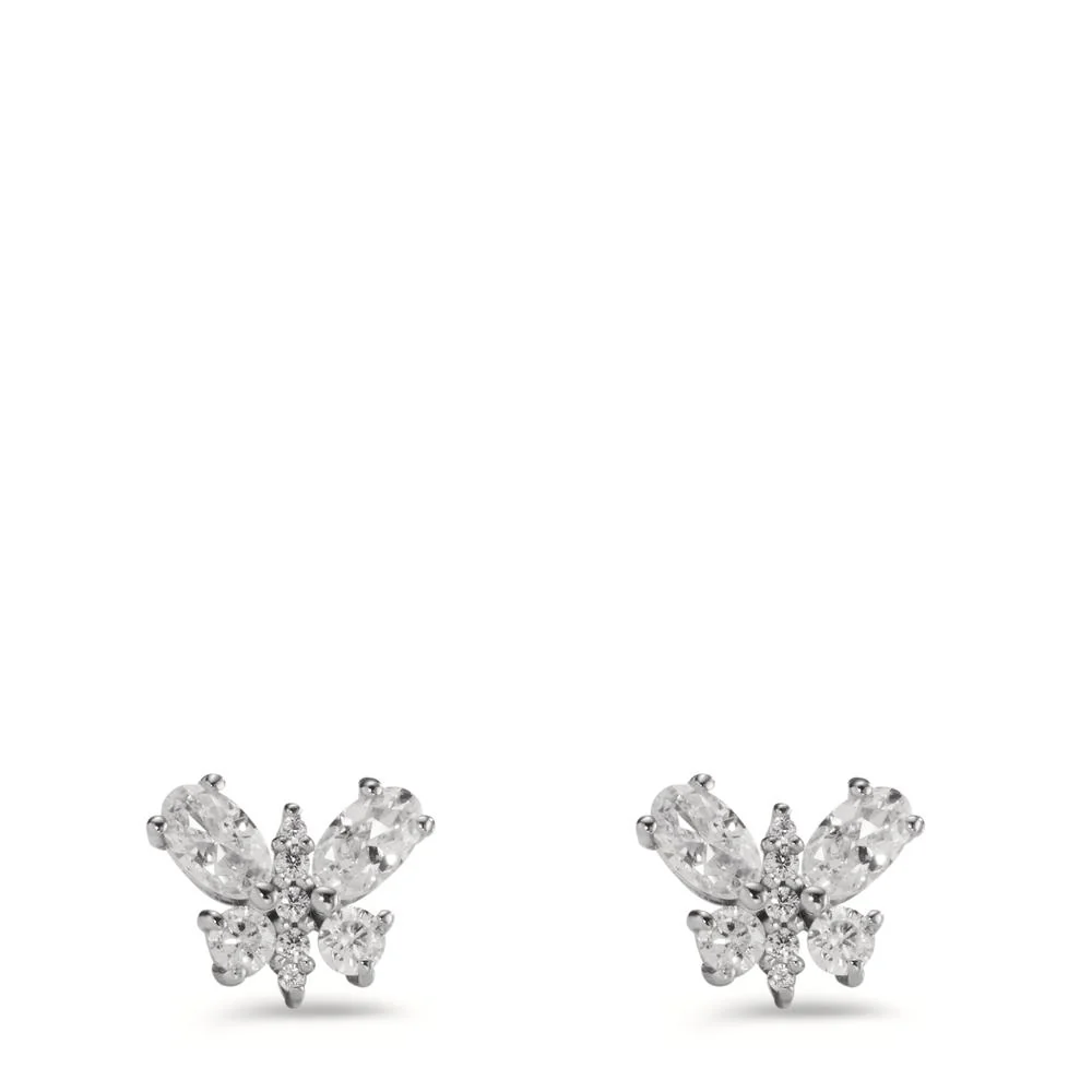 Orecchini a bottone Argento Zirconia 18 pietra rodiato Farfalla - Image 2