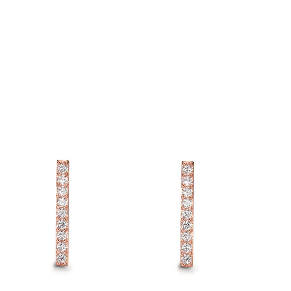 Orecchini a bottone Argento Zirconia 18 pietra rosa dorato - Image 2